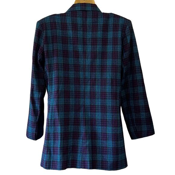 Vintage Handmade Pendleton Wool Plaid Blazer 90's Size 10 Double Breasted - Picture 3 of 8